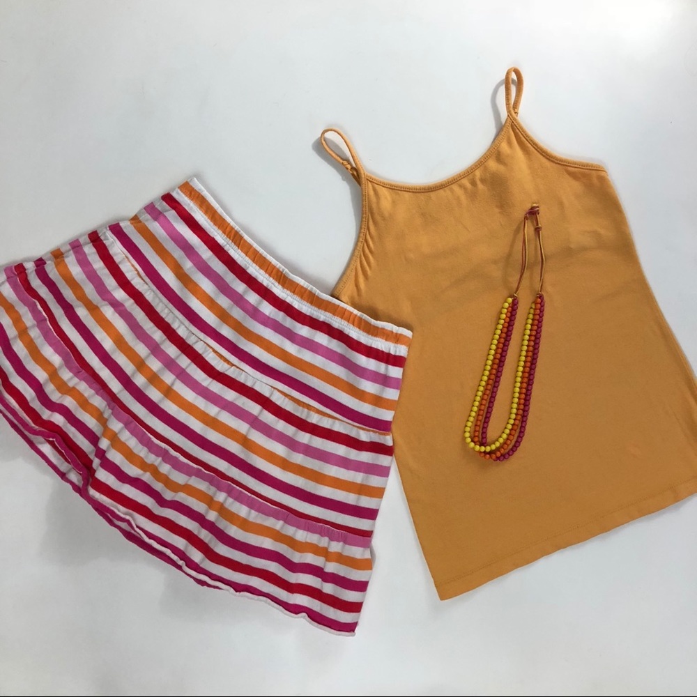 Girls Cami Tank & Skort Outfit / Necklace